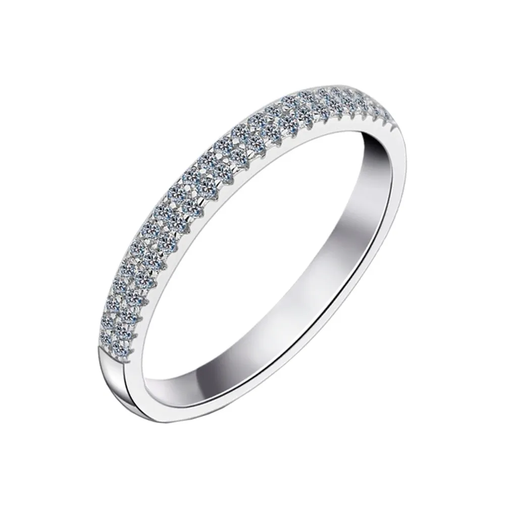 925 Sterling Silver 2.5mm Two Row Half Pave Zirconia Ring 70100405
