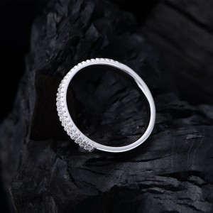 925 Sterling Silver 2.5mm Two Row Half Pave Zirconia Ring 70100405