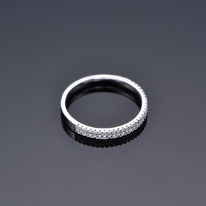925 Sterling Silver 2.5mm Two Row Half Pave Zirconia Ring 70100405