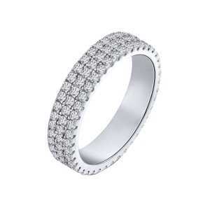 925 Sterling Silver 4mm Triple Row Full Pave Zirconia Ring 70100406