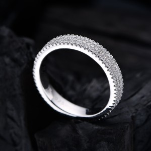 925 Sterling Silver 4mm Triple Row Full Pave Zirconia Ring 70100406