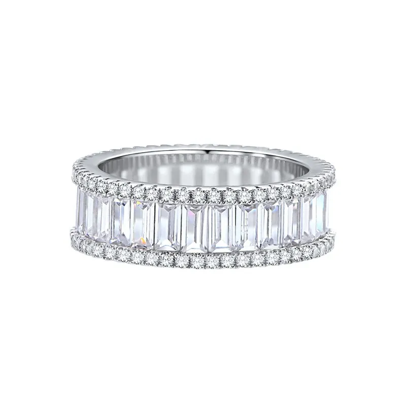 925 Sterling Silver Baguette Zirconia Band Ring70100407