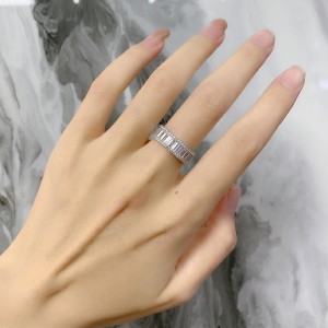 925 Sterling Silver Baguette Zirconia Band Ring70100407