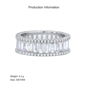 925 Sterling Silver Baguette Zirconia Band Ring70100407