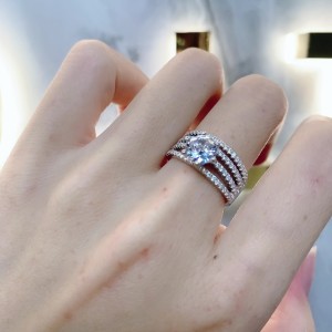 925 Sterling Silver Multi-row Zirconia Band Ring 70100408