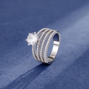 925 Sterling Silver Multi-row Zirconia Band Ring 70100408