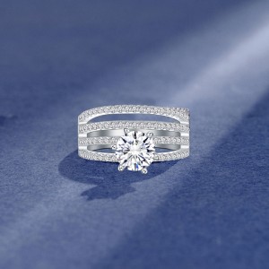 925 Sterling Silver Multi-row Zirconia Band Ring 70100408