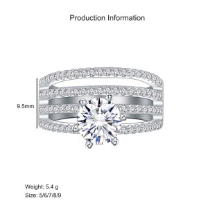 925 Sterling Silver Multi-row Zirconia Band Ring 70100408