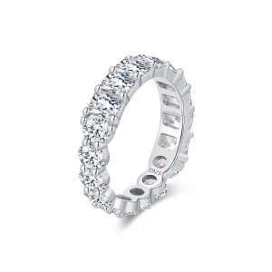 925 Sterling Silver Full Oval Round Zirconia Band Ring 70100413