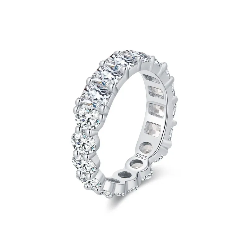 925 Sterling Silver Full Oval Round Zirconia Band Ring 70100413