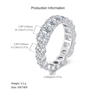 925 Sterling Silver Full Oval Round Zirconia Band Ring 70100413