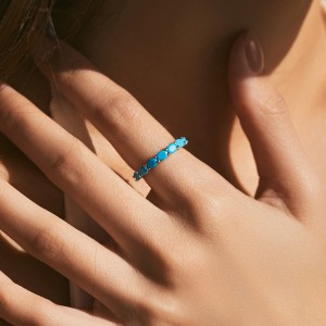 925 Sterling Silver Unique Turquoise Band Ring 70100415