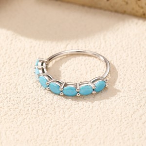 925 Sterling Silver Unique Turquoise Band Ring 70100415