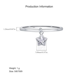 925 Sterling Silver Zirconia Star Ring 70100416
