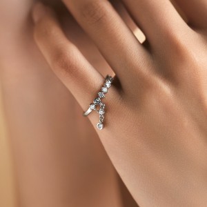 925 Sterling Silver Dangling CZ Drop Ring 70100417
