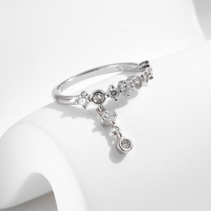 925 Sterling Silver Dangling CZ Drop Ring 70100417