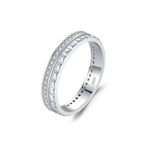 925 Sterling Silver Stackable CZ Paved Band Ring 70100419
