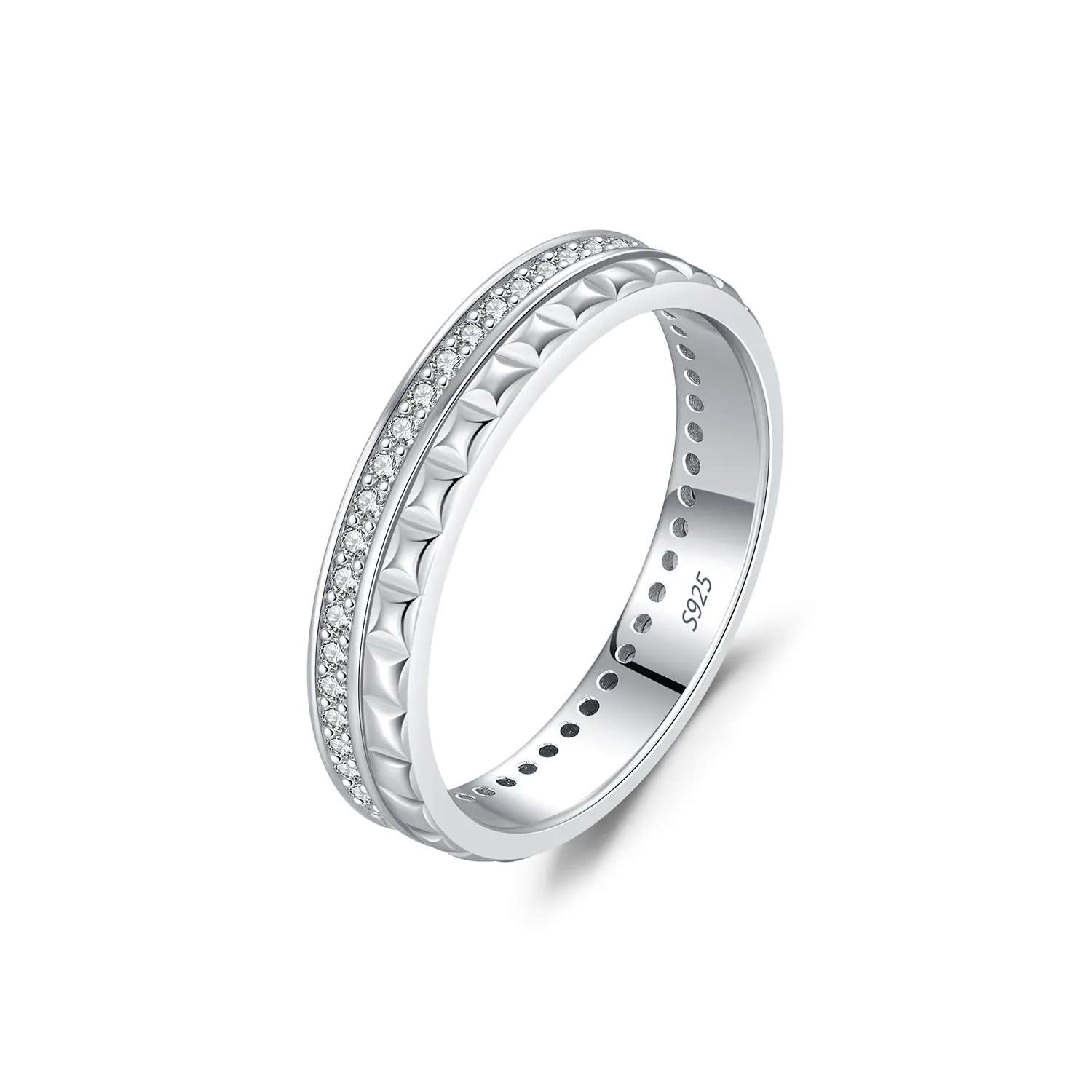925 Sterling Silver Stackable CZ Paved Band Ring 70100419