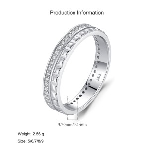 925 Sterling Silver Stackable CZ Paved Band Ring 70100419