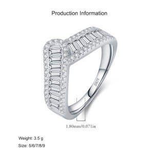 925 Sterling Silver Wide Band Geometric Zircon Ring 70100420