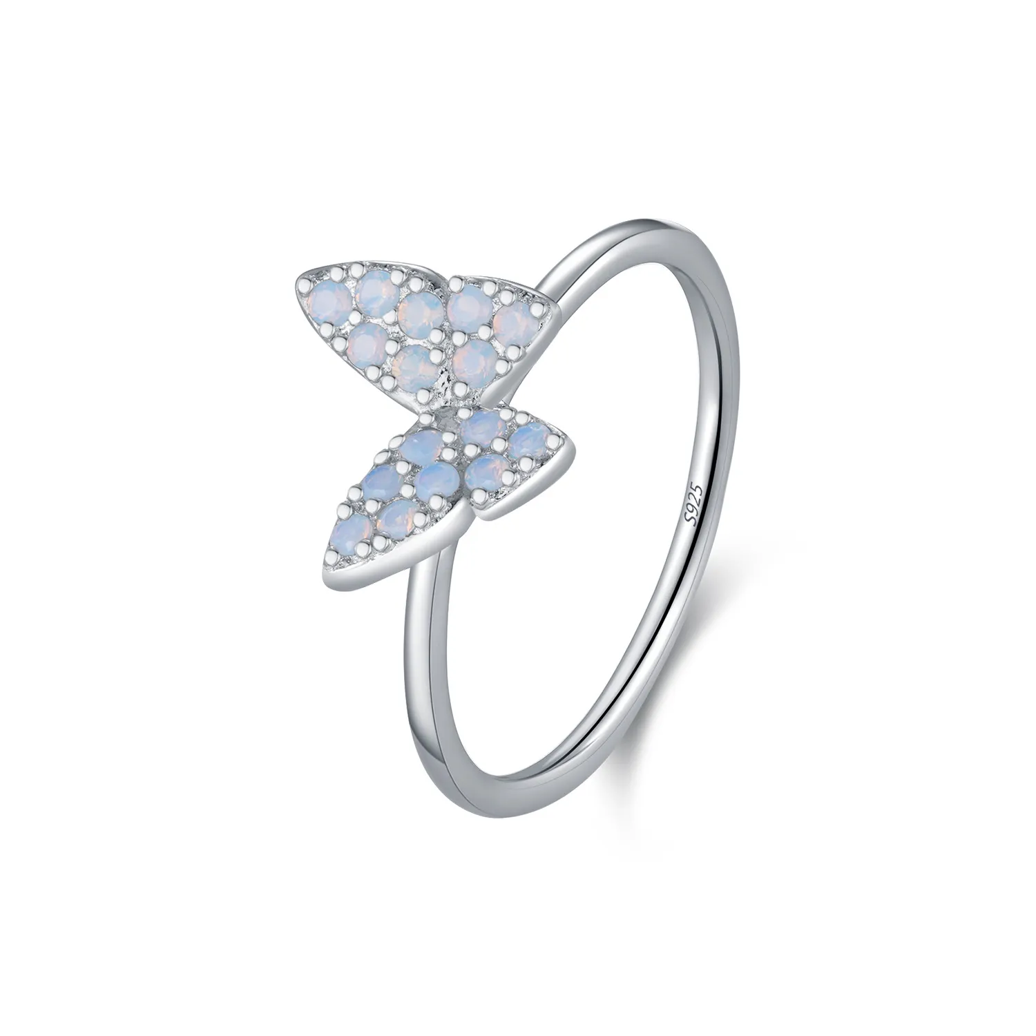 925 Sterling Silver Butterfly Crystal Ring in 70100423