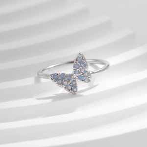 925 Sterling Silver Butterfly Crystal Ring in 70100423