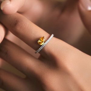 925 Sterling Silver Teardrop Yellow Stone Ring 70100424 925 Sterling Silver Teardrop Yellow Stone Ring 70100424