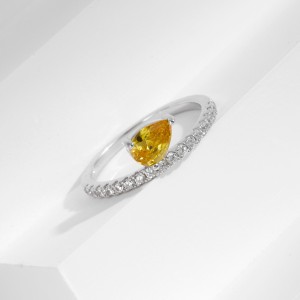 925 Sterling Silver Teardrop Yellow Stone Ring 70100424 925 Sterling Silver Teardrop Yellow Stone Ring 70100424