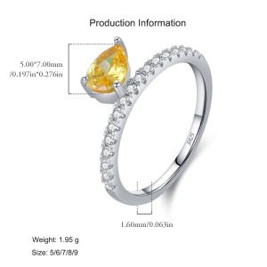 925 Sterling Silver Teardrop Yellow Stone Ring 70100424 925 Sterling Silver Teardrop Yellow Stone Ring 70100424