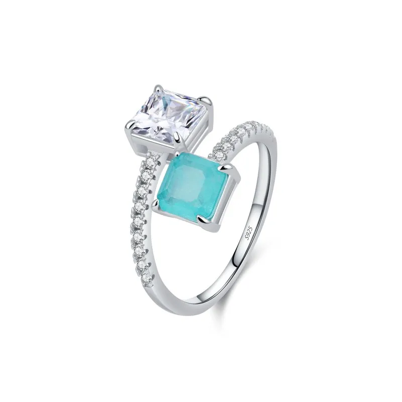 925 Sterling Silver Simulated Paraiba Zircon Band Ring 70100426