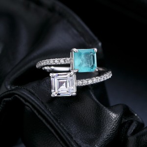 925 Sterling Silver Simulated Paraiba Zircon Band Ring 70100426 925 Sterling Silver Simulated Paraiba Zircon Band Ring 70100426