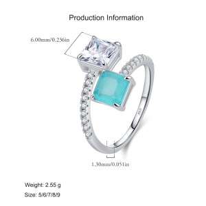 925 Sterling Silver Simulated Paraiba Zircon Band Ring 70100426 925 Sterling Silver Simulated Paraiba Zircon Band Ring 70100426