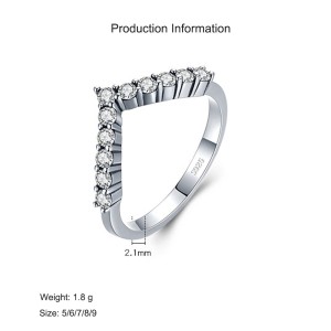 925 Sterling Silver V-Shaped CZ Minimalist Ring 70100427