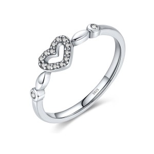 925 Sterling Silver Minimalist Hollow Heart Ring 70100431