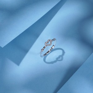 925 Sterling Silver Minimalist Hollow Heart Ring 70100431