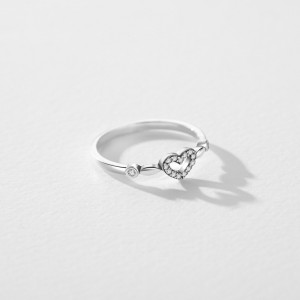 925 Sterling Silver Minimalist Hollow Heart Ring 70100431
