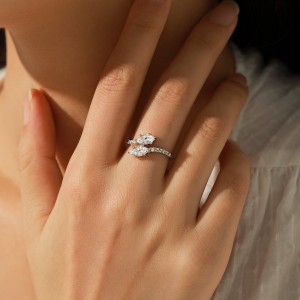 925 Sterling Silver Double Head Snake Zircon Ring 70100432 925 Sterling Silver Double Head Snake Zircon Ring 70100432