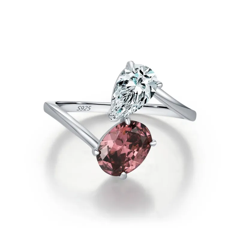 925 Sterling Silver Two-Tone Gemstone Band Ring 70100434