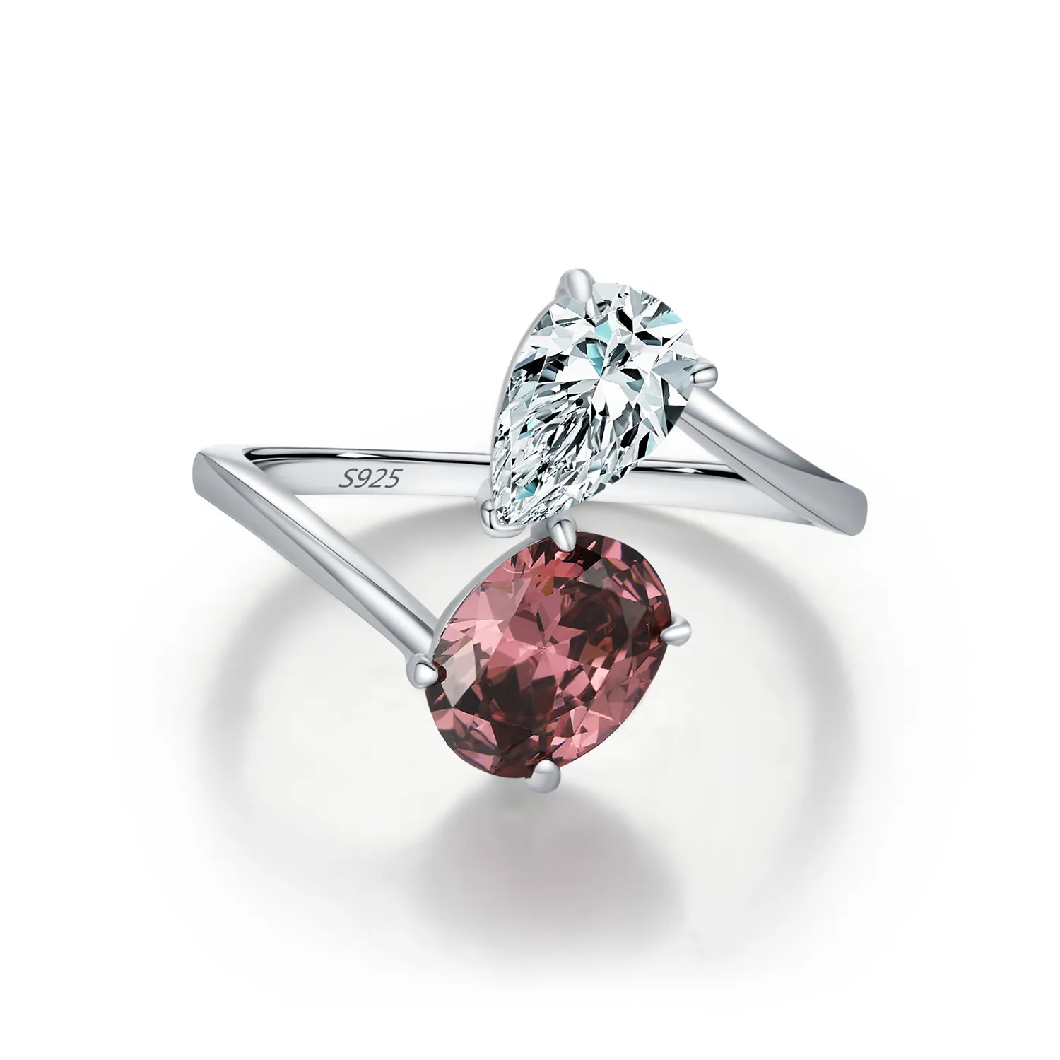 925 Sterling Silver Two-Tone Gemstone Band Ring 70100434