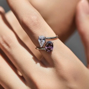 925 Sterling Silver Two-Tone Gemstone Band Ring 70100434