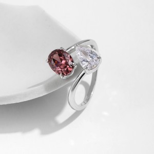 925 Sterling Silver Two-Tone Gemstone Band Ring 70100434