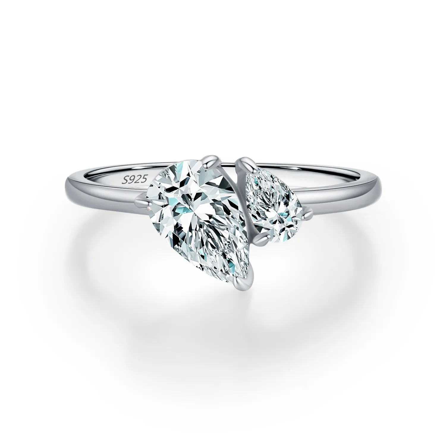 925 Sterling Silver Intertwined Love Zircon Ring 70100435