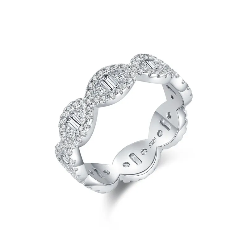 925 Sterling Silver Full Zircon Eternity Band Ring 70100436