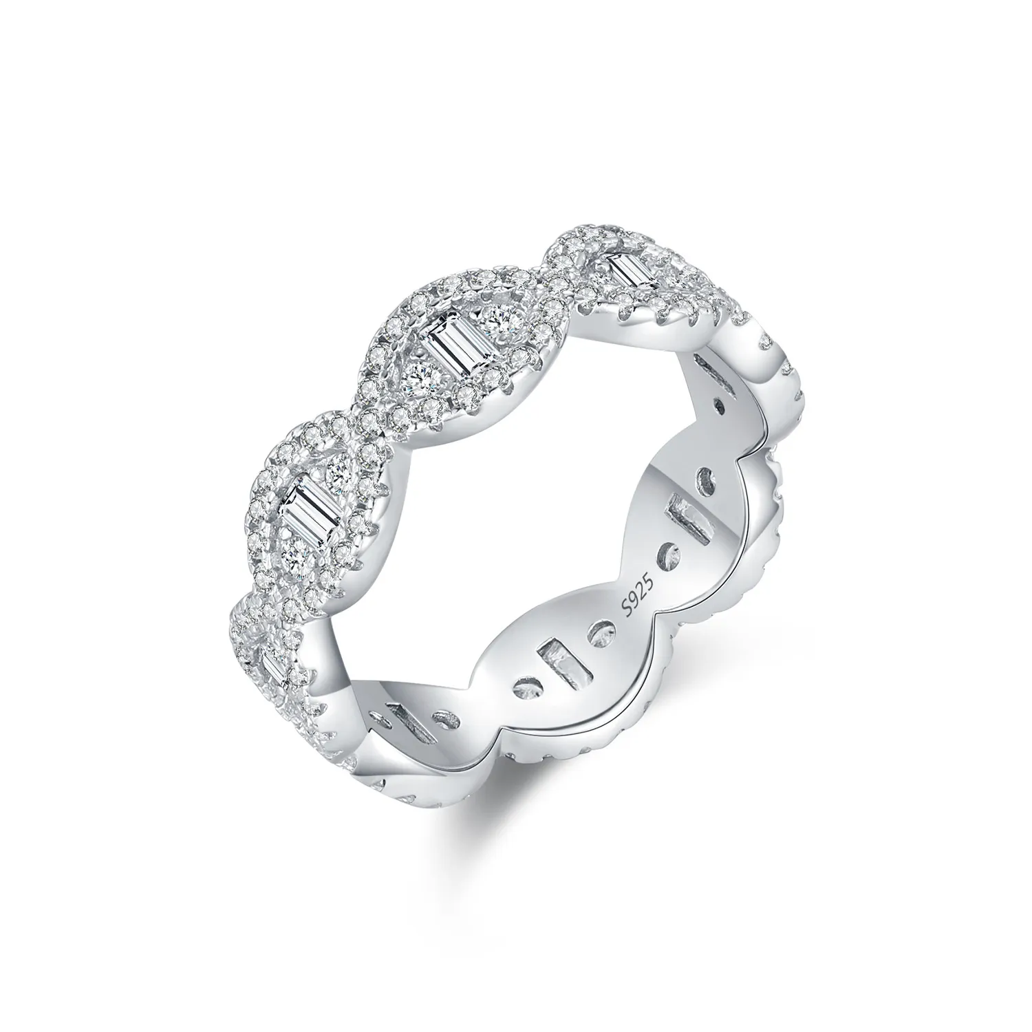 925 Sterling Silver Full Zircon Eternity Band Ring 70100436