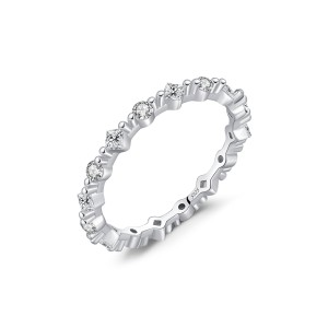 925 Sterling Silver Irregular Zircon Stackable Ring 70100437