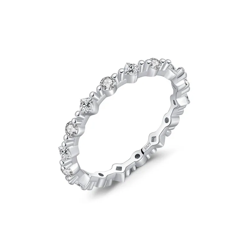 925 Sterling Silver Irregular Zircon Stackable Ring 70100437