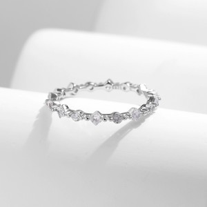 925 Sterling Silver Irregular Zircon Stackable Ring 70100437