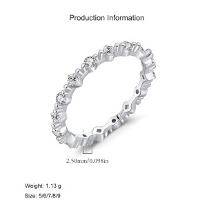 925 Sterling Silver Irregular Zircon Stackable Ring 70100437