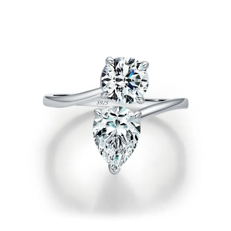 925 Sterling Silver Asymmetrical Love Zircon Ring 70100440