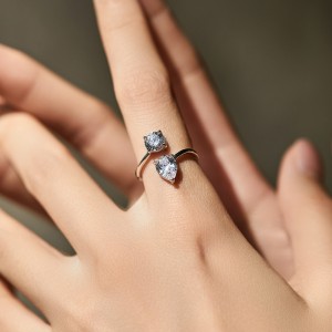 925 Sterling Silver Asymmetrical Love Zircon Ring 70100440